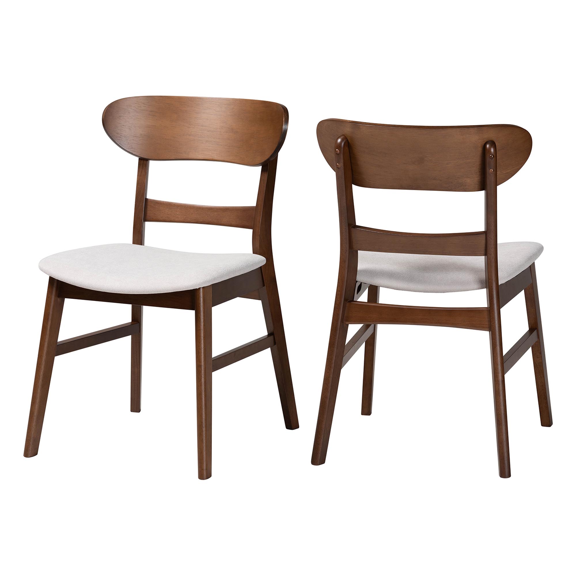 Baxton Studio Everwood 2-Piece Dining Chair Set - Bentwood Frame Seating with Contoured Back and Padded Seat, Mid-Century Style Side Chair for Dining Room or Kitchen